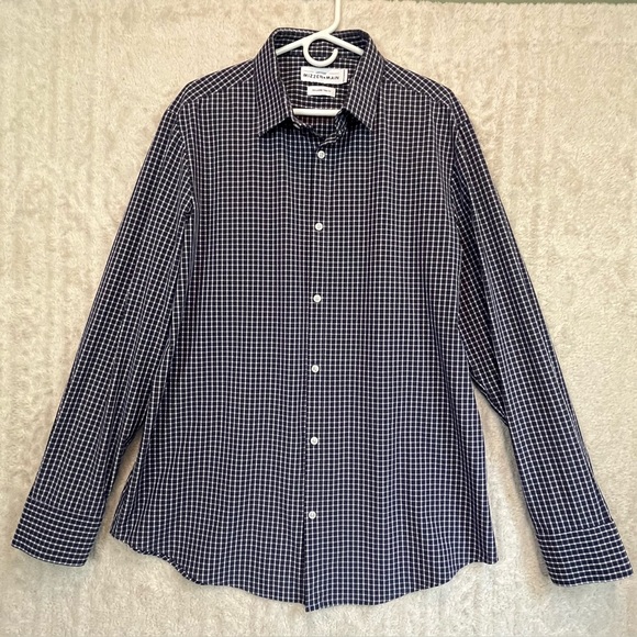 Mizzen + Main Leeward Button Up Dress Shirt Sz XXL Trim Fit Black White Plaid - Picture 1 of 16